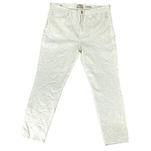 JEN7 by 7 For All Mankind White Embossed Ankle Skinny Jeans‎ Size 16